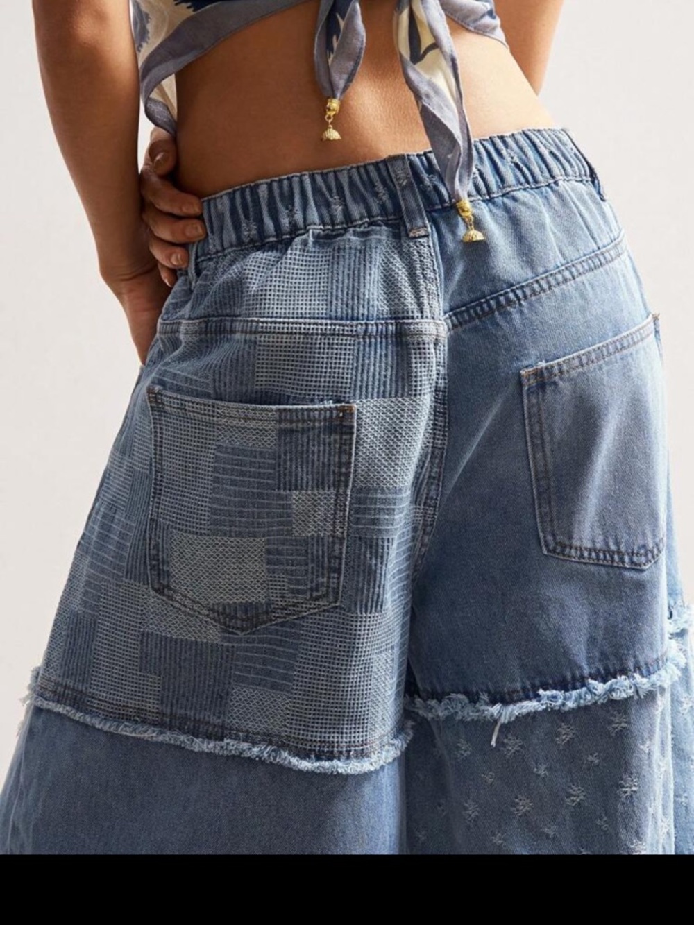 NET Patchwork Wide-Leg Jeans PATCHWORK FLORAL DESIGN - Picture 5 of 5